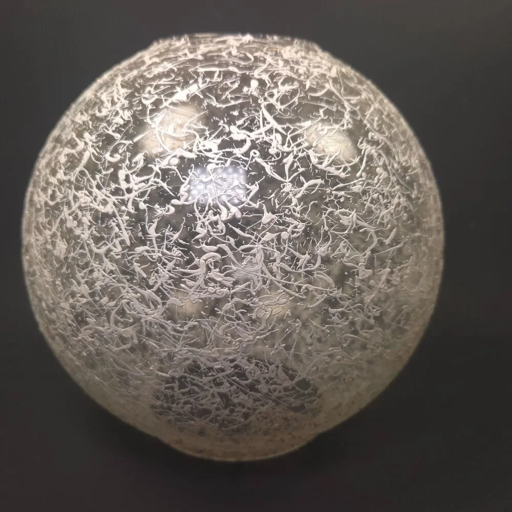 Vintage Mid Century Modern Glass Ceiling Light Globe Brass Diffuser 9